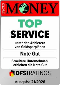Top Service - Focus Money hat philoro mit der Note Sehr Gut ausgezeichnet.